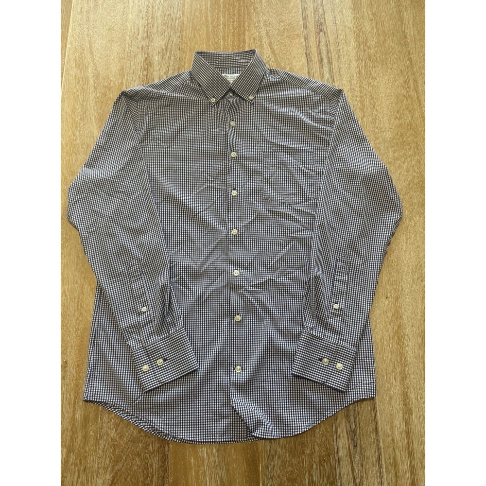 Peter Millar Summer Comfort Shirt Mens Medium M Purple Gingham ME0CEW30BL Long